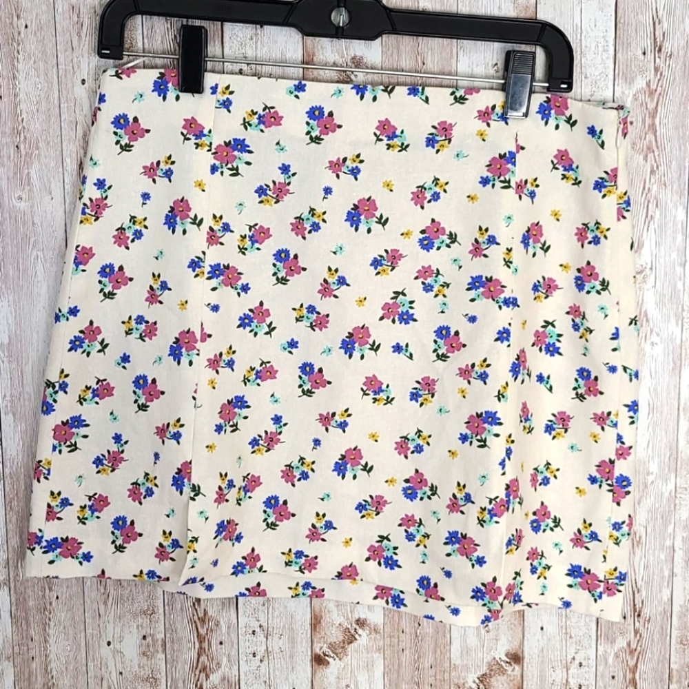 Zara Linen blend floral print skirt NWT